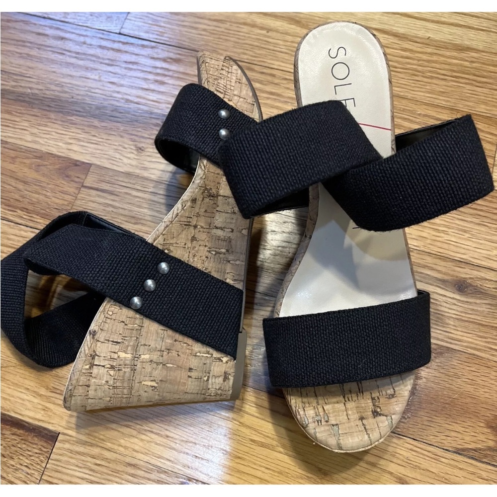 sole society black cork wedge sandals size 6M NWOT